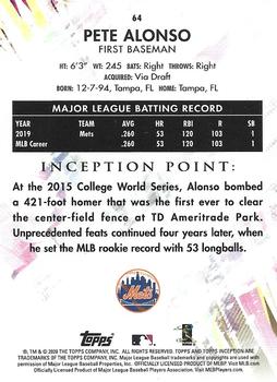 2020 Topps Inception #64 Pete Alonso Back