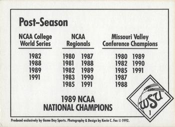 1992 Game Day Wichita State Shockers #1 Post Season Results Back