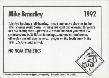 1992 Game Day Wichita State Shockers #8 Mike Brandley Back