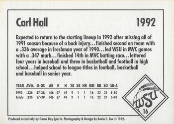 1992 Game Day Wichita State Shockers #16 Carl Hall Back