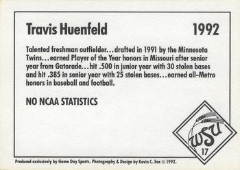 1992 Game Day Wichita State Shockers #17 Travis Huenfeld Back