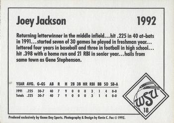 1992 Game Day Wichita State Shockers #18 Joey Jackson Back