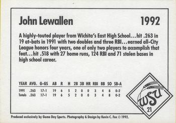 1992 Game Day Wichita State Shockers #21 John Lewallen Back