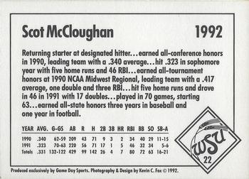 1992 Game Day Wichita State Shockers #22 Scot McCloughan Back
