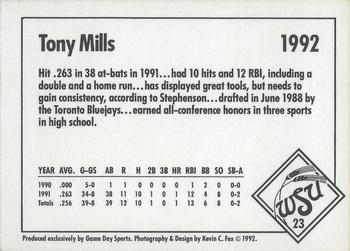 1992 Game Day Wichita State Shockers #23 Tony Mills Back