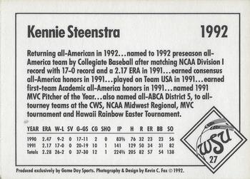 1992 Game Day Wichita State Shockers #27 Kennie Steenstra Back