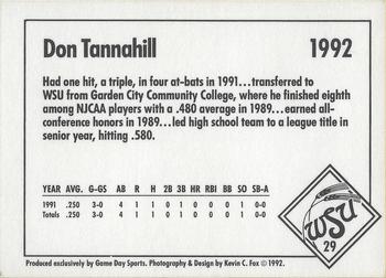 1992 Game Day Wichita State Shockers #29 Don Tannahill Back