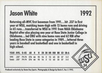 1992 Game Day Wichita State Shockers #34 Jason White Back