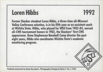 1992 Game Day Wichita State Shockers #37 Loren Hibbs Back