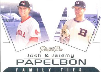 2006 TriStar Prospects Plus #FT-3 Josh Papelbon / Jeremy Papelbon Front