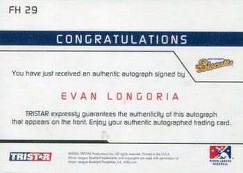 2006 TriStar Prospects Plus - Farm Hands Autographs #FH29 Evan Longoria Back