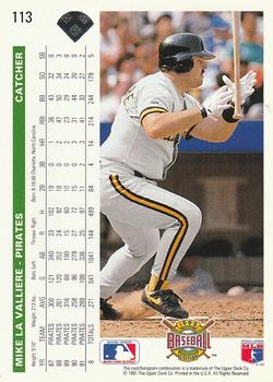 1992 Upper Deck #113 Mike LaValliere Back