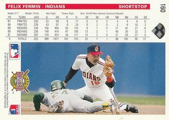 1992 Upper Deck #160 Felix Fermin Back