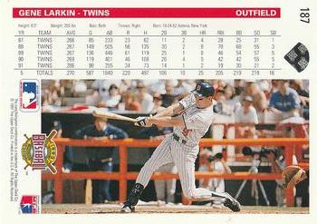 1992 Upper Deck #187 Gene Larkin Back