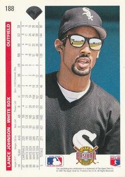 1992 Upper Deck #188 Lance Johnson Back