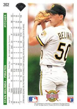 1992 Upper Deck #202 Stan Belinda Back