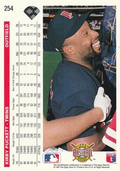 1992 Upper Deck #254 Kirby Puckett Back