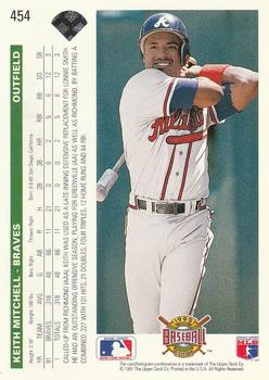 1992 Upper Deck #454 Keith Mitchell Back