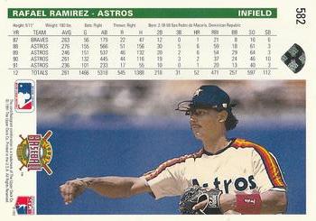 1992 Upper Deck #582 Rafael Ramirez Back