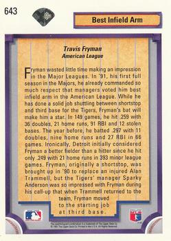 1992 Upper Deck #643 Travis Fryman Back