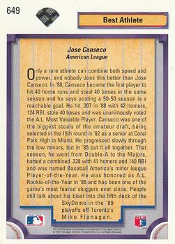 1992 Upper Deck #649 Jose Canseco Back