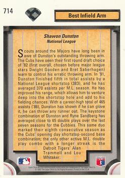 1992 Upper Deck #714 Shawon Dunston Back