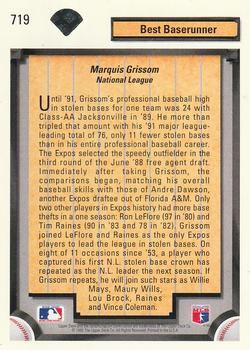 1992 Upper Deck #719 Marquis Grissom Back
