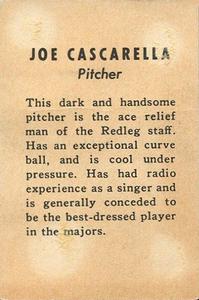 1938 Cincinnati Reds (W711-1) #NNO Joe Cascarella Back