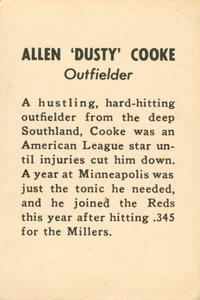 1938 Cincinnati Reds (W711-1) #NNO Dusty Cooke Back