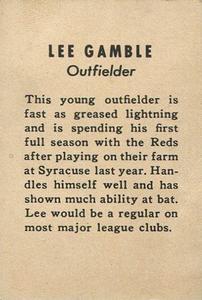1938 Cincinnati Reds (W711-1) #NNO Lee Gamble Back