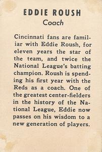 1938 Cincinnati Reds (W711-1) #NNO Eddie Roush Back