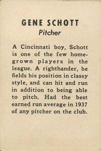 1938 Cincinnati Reds (W711-1) #NNO Gene Schott Back