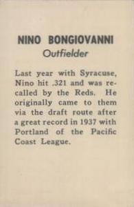 1939 Cincinnati Reds (W711-1) #NNO Nino Bongiovanni Back