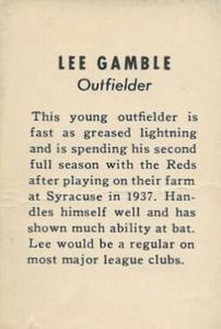 1939 Cincinnati Reds (W711-1) #NNO Lee Gamble Back