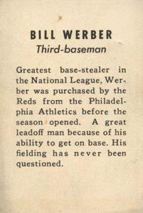 1939 Cincinnati Reds (W711-1) #NNO Bill Werber Back