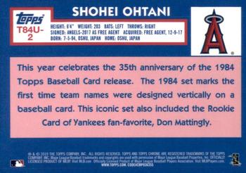 2019 Topps Update - 1984 Topps Baseball 35th Anniversary Chrome Silver Pack #T84U-2 Shohei Ohtani Back