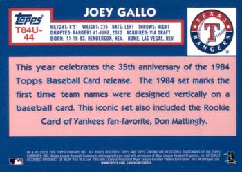 2019 Topps Update - 1984 Topps Baseball 35th Anniversary Chrome Silver Pack #T84U-44 Joey Gallo Back