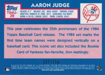 2019 Topps Update - 1984 Topps Baseball 35th Anniversary Chrome Silver Pack Blue Refractor #T84U-29 Aaron Judge Back