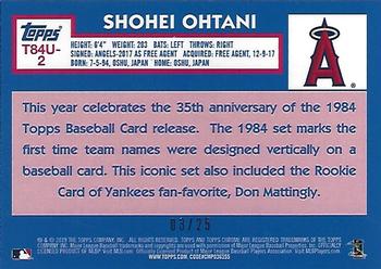 2019 Topps Update - 1984 Topps Baseball 35th Anniversary Chrome Silver Pack Orange Refractor #T84U-2 Shohei Ohtani Back