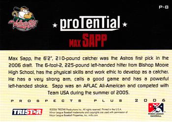 2006 TriStar Prospects Plus - ProTential #P-8 Max Sapp Back