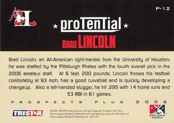 2006 TriStar Prospects Plus #P-12 Brad Lincoln Back