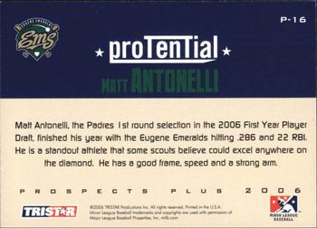 2006 TriStar Prospects Plus - ProTential #P-16 Matt Antonelli Back