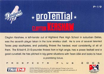 2006 Tristar Prospects Plus - ProTential #P-19 Clayton Kershaw Back