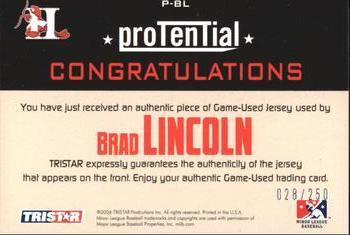 2006 TriStar Prospects Plus #P-BL Brad Lincoln Back