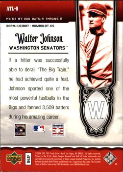 2006 Upper Deck - All-Time Legends #ATL-9 Walter Johnson Back