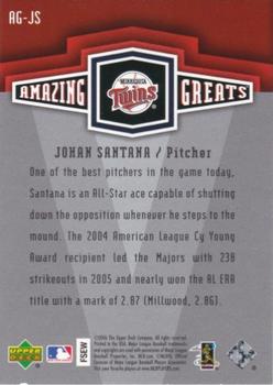2006 Upper Deck - Amazing Greats #AG-JS Johan Santana Back