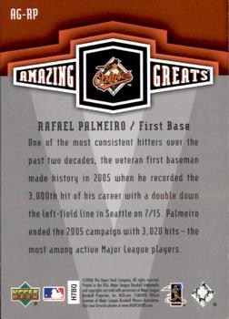 2006 Upper Deck - Amazing Greats #AG-RP Rafael Palmeiro Back