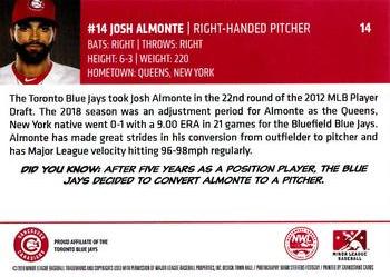 2019 Grandstand Vancouver Canadians #NNO Josh Almonte Back