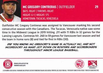 2019 Grandstand Vancouver Canadians #NNO McGregory Contreras Back