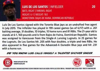 2019 Grandstand Vancouver Canadians #NNO Luis De Los Santos Back
